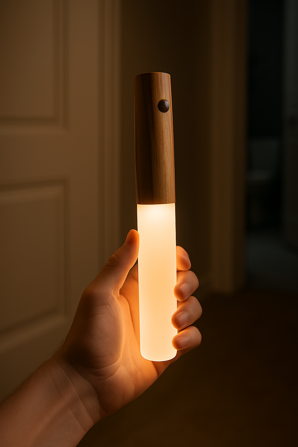 Rechargeable Magnetic Wooden LED Night Light – Portable Ambient Lamp
