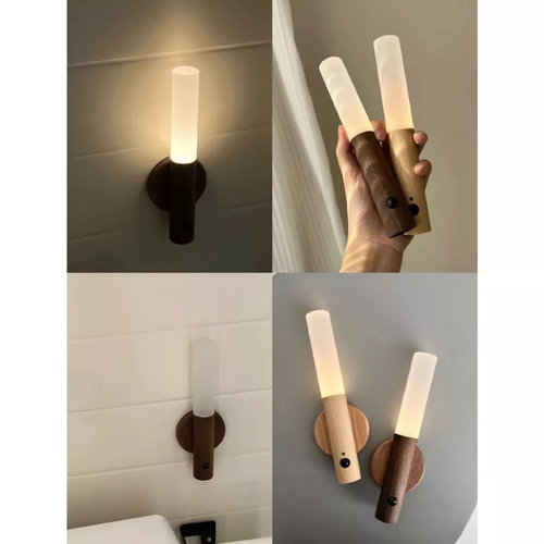 Rechargeable Magnetic Wooden LED Night Light – Portable Ambient Lamp