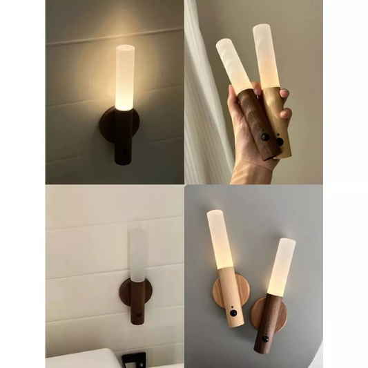 Rechargeable Magnetic Wooden LED Night Light – Portable Ambient Lamp