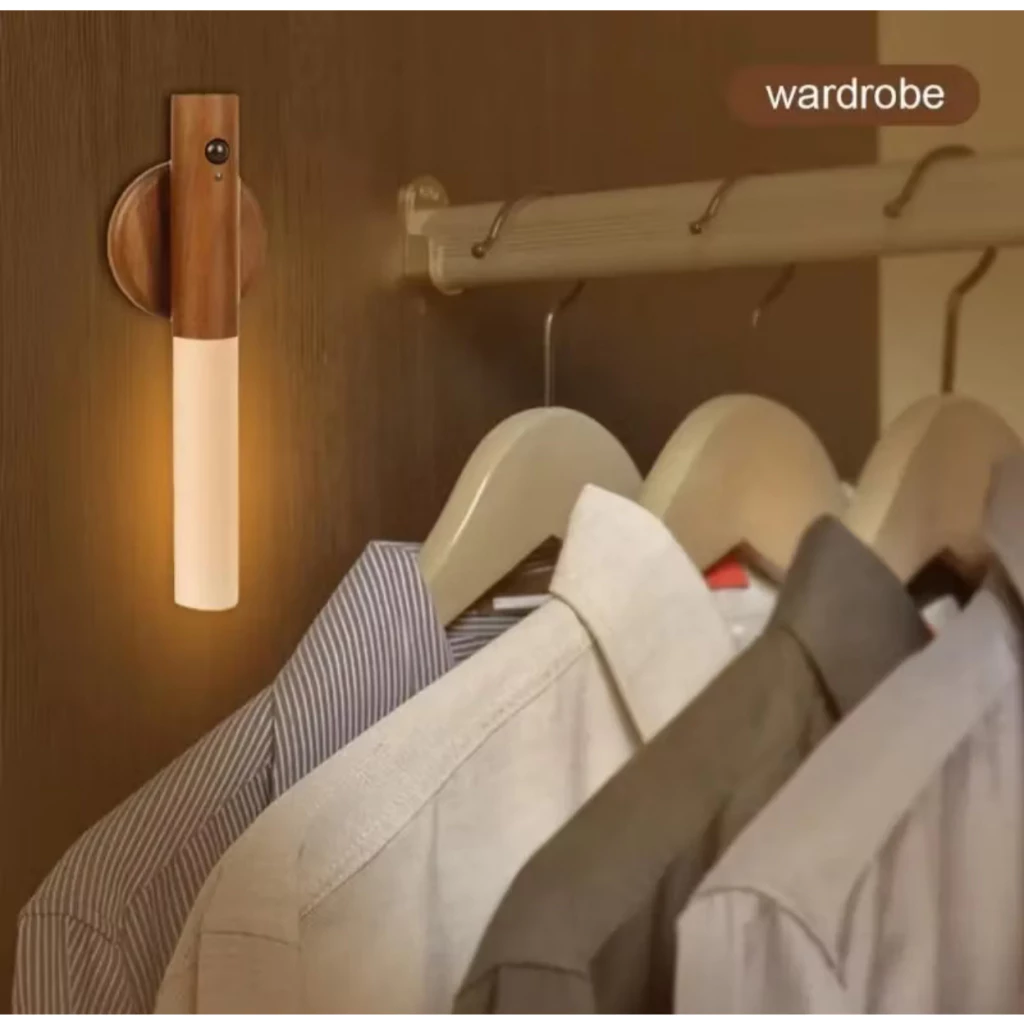Rechargeable Magnetic Wooden LED Night Light – Portable Ambient Lamp