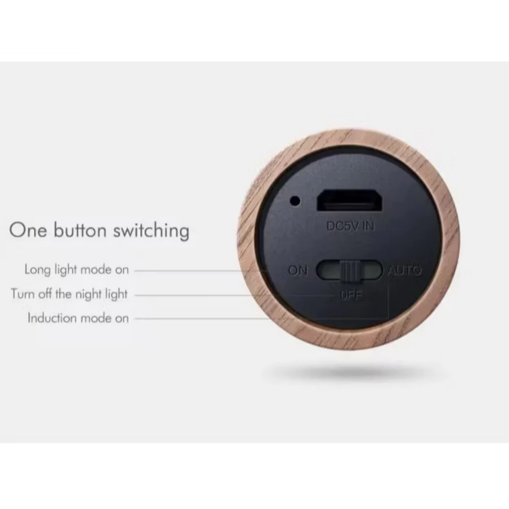 Rechargeable Magnetic Wooden LED Night Light – Portable Ambient Lamp
