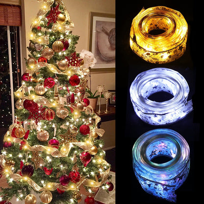 Magical Ribbon LED Lights – Christmas Tree Fairy Garland (Battery Powered)