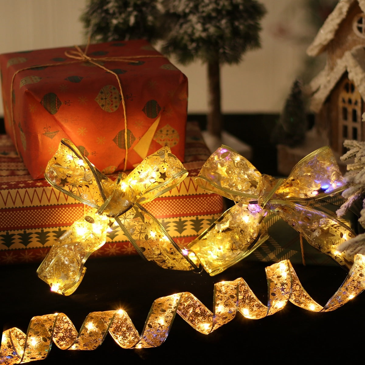 Magical Ribbon LED Lights – Christmas Tree Fairy Garland (Battery Powered)