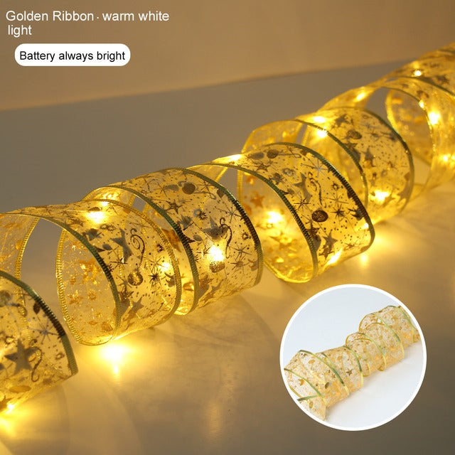 Magical Ribbon LED Lights – Christmas Tree Fairy Garland (Battery Powered)